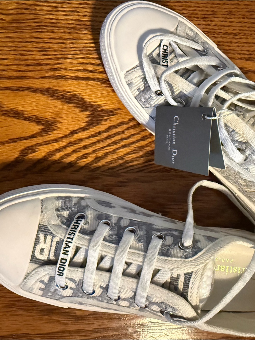 Dior Gray Logo Canvas Low-Top Sneakers - Picture 3 of 4